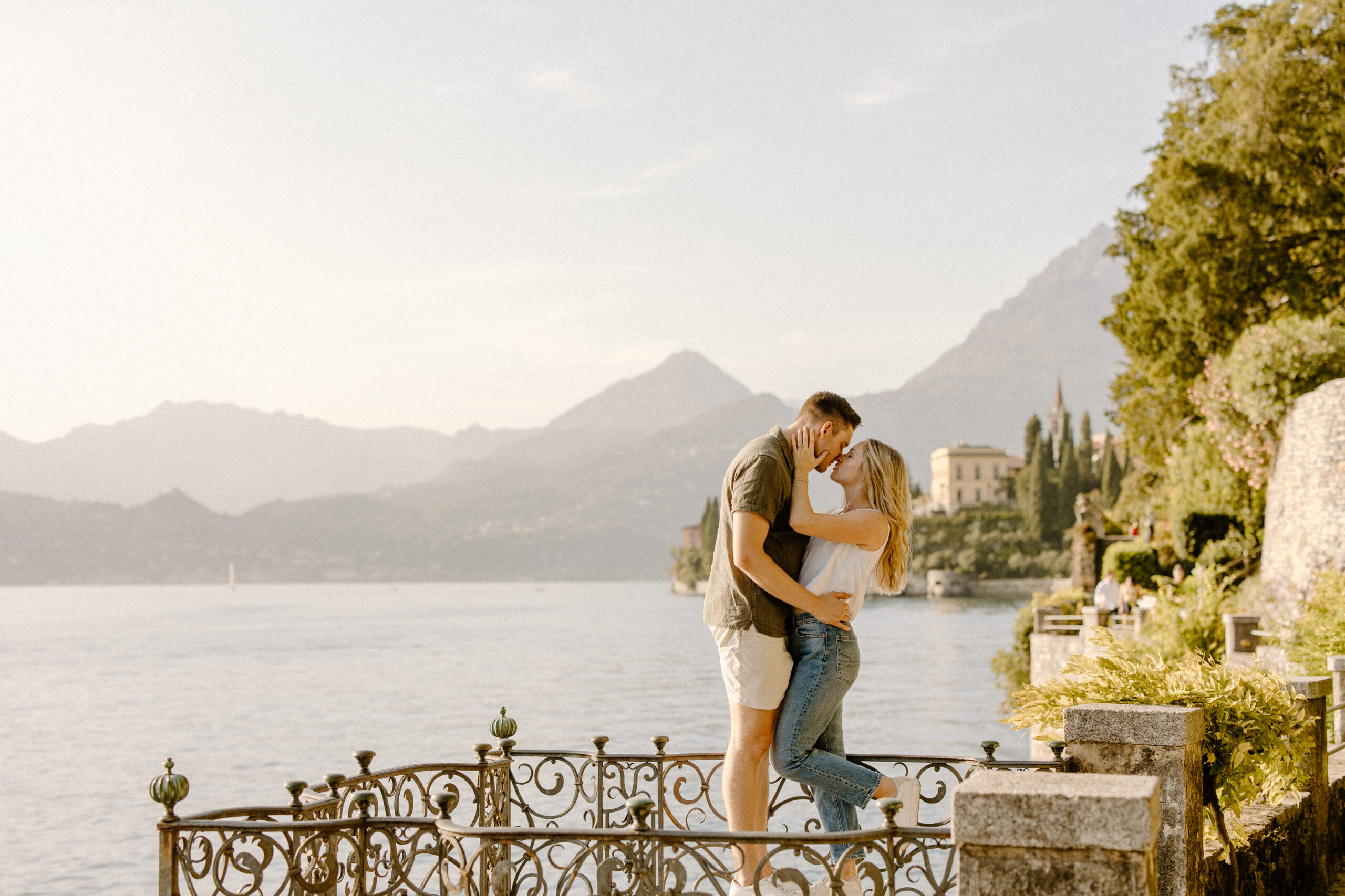 couple engaged at lake como italy