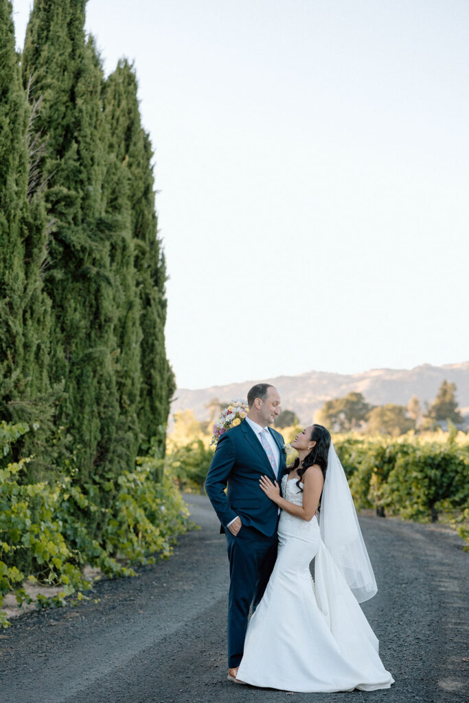 Gorgeous wedding with the cypress trees at Trentadue Winery in Napa, CA