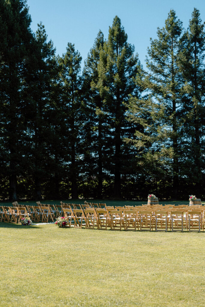 Gorgeous wedding with the redwood trees at Trentadue Winery in Napa, CA