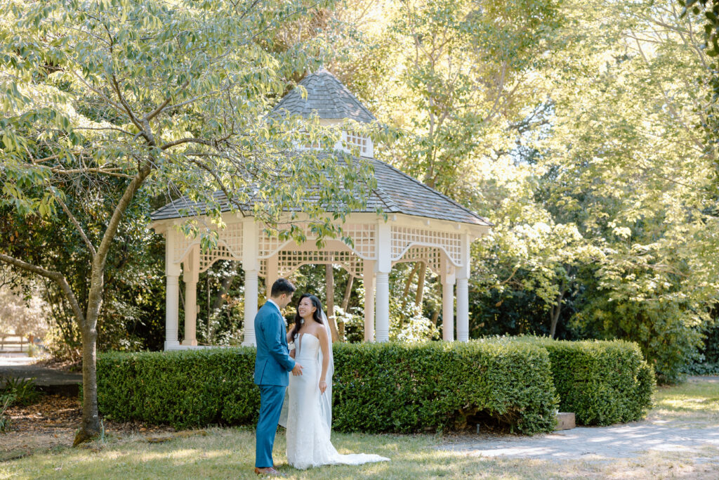 bride and groom first look