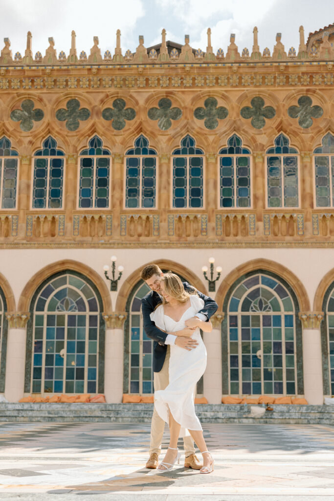 Florida Engagement Session with engaged couple at The Ringling Museum