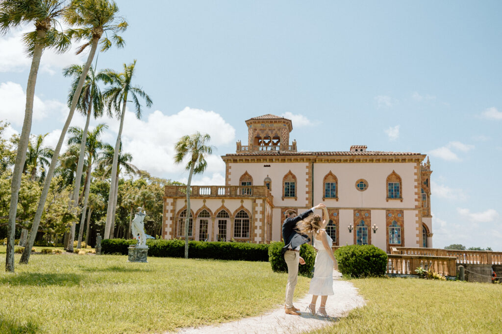 Florida Engagement Session with engaged couple at The Ringling Museum