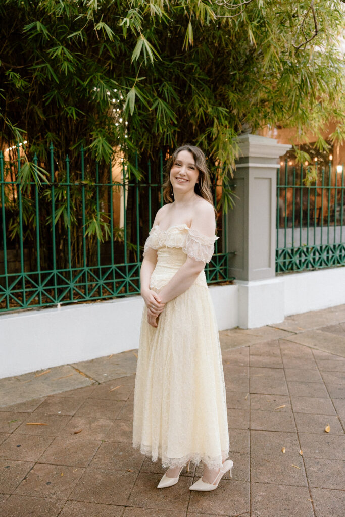 Rehearsal Dinner for Wedding Couple in Old San Juan Puerto Rico where bride wore a reimagined version of her mothers wedding dress 