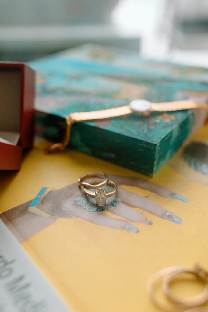 Flat lay of wedding day details at the Condado Ocean Club in San Juan Puerto Rico 
