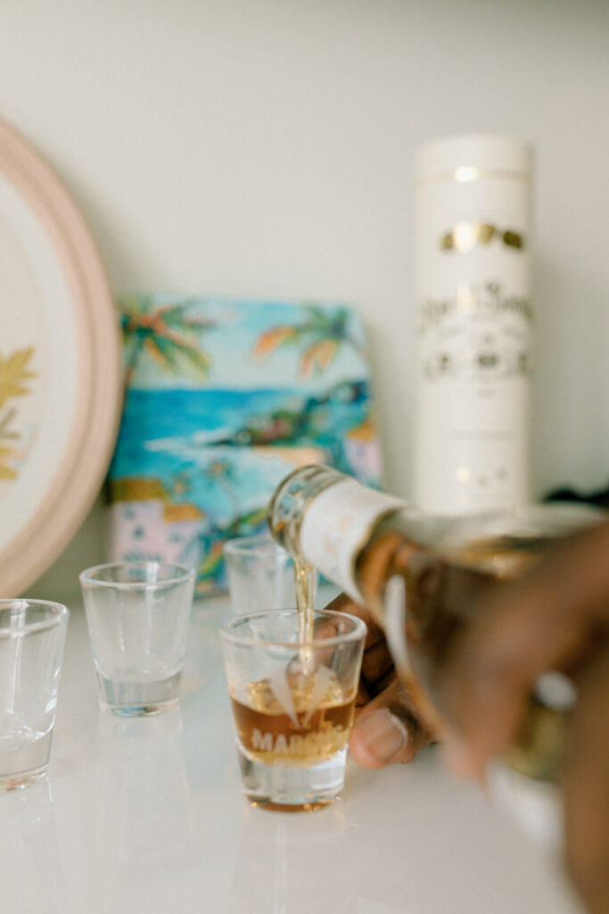 shots of whiskey for the groom and groomsmen to start the day in puerto rico 