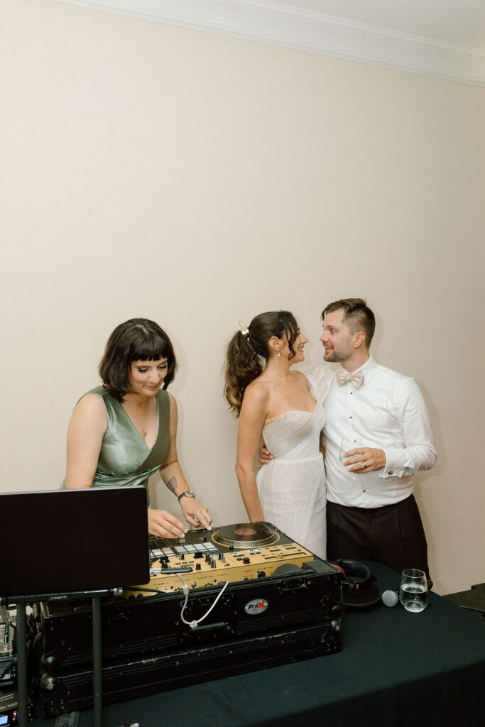 Bride performing a surprise song during the reception at her Northern California sailboat wedding