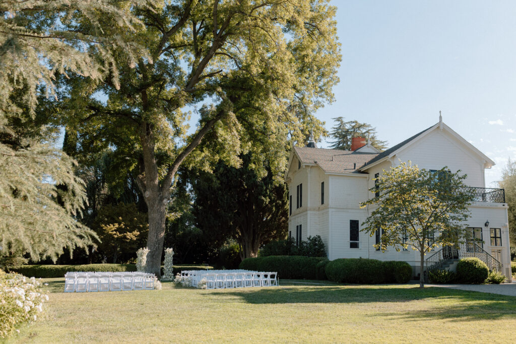 Ceremony setup at Park Winters captured by Northern California wedding photographer