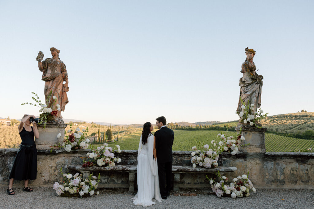 Katelyn Bradley Photography photographing a destination wedding in Italy near Florence, Italy with a couple from New York and a view overlooking the Tuscan hills